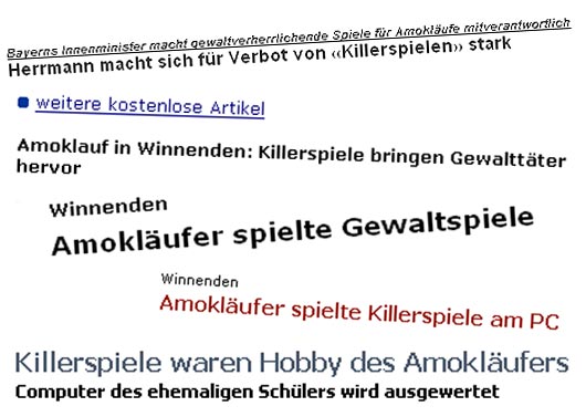 Wie eine Trophäe präsentieren Medien das "Killerspiel" als Ursache für den Amoklauf von Winnenden