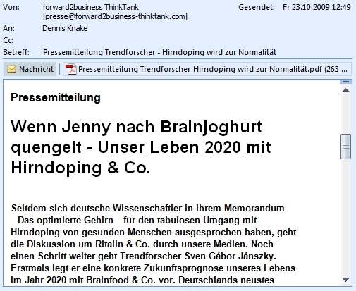 Pressemitteilung "Hirndoping"