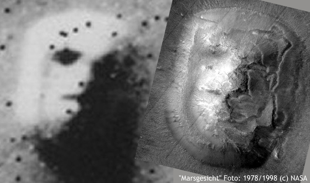 Debunked: Eine Verschwörungstheorie wird enttarnt. Nur, das beeindruckt die Verschwörungstheoretiker wenig. Hier: Das Marsgesicht. Fotos: NASA