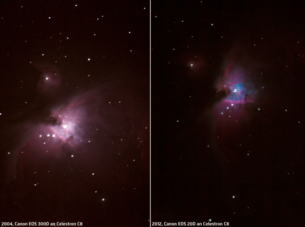 Orionnebel M42 aus 2004 und 2012